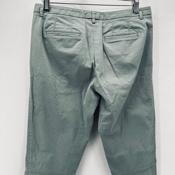 ATM Enzyme Wash Slim Ankle‎ Zip Pants Womens 4 Green Chino Preppy Quiet Luxury - Picture 4 of 12